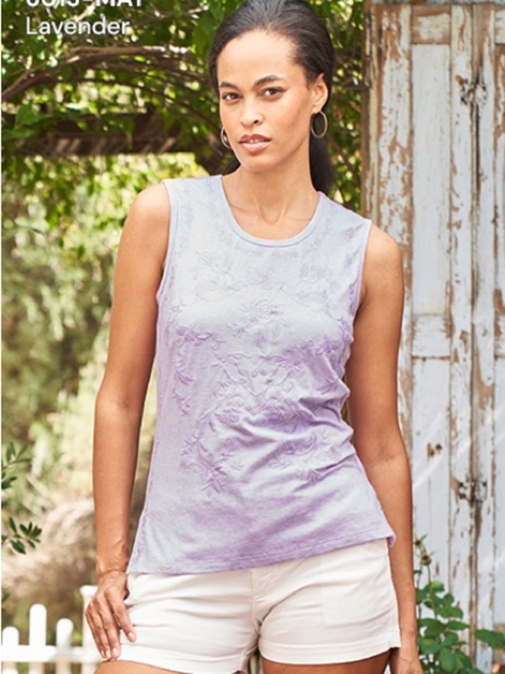 Embroidered Lavender Sleeveless Tank Top - Women